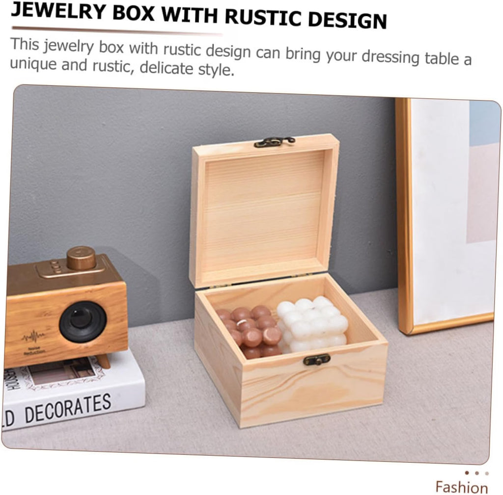 Rustic Wooden Jewelry Box for Diamonds and Pendants, Beige Wear-resistant Organizing Display, Home Bedroom Use, No Burrs Finish, Delicate Decorative Storage