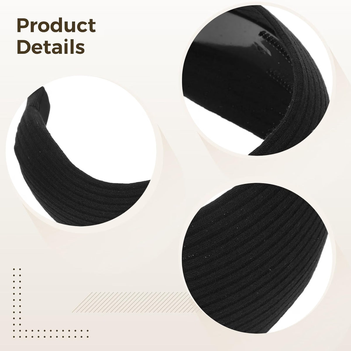 Extra Wide Knit Headband for Women, Black Non-Slip Elastic Hair Wrap