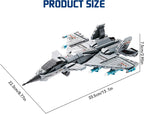 Military Fighter Jet Building Set, 577-Piece Aircraft Model Kit with Foldable Wings