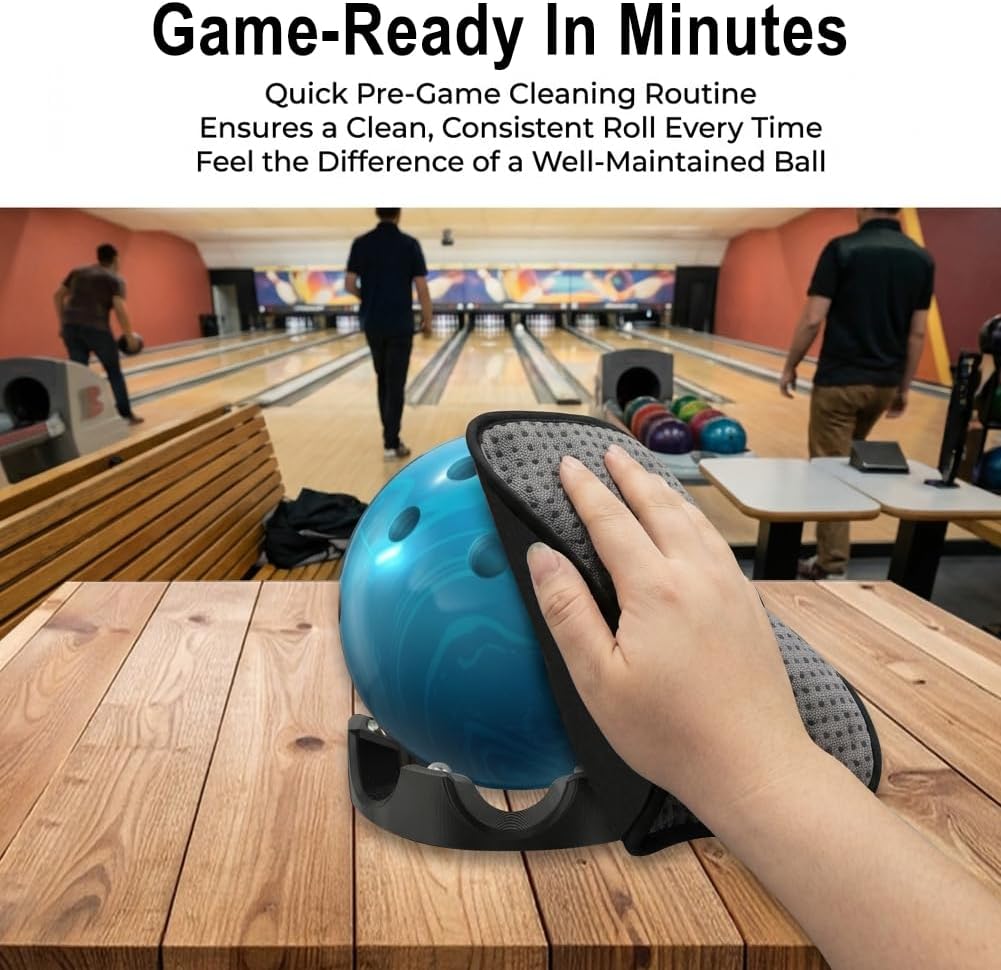 3-in-1 Bowling Basics Accessories Kit, Microfiber Bowling Ball Towel Kit,with Bearing Spinner Holder, Bowlings Ball Cleaner Wipes, Microfiber Bowlings Towel with Easy-Grip Dots