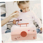 Pink Large Multi Layer PP Hair Accessories Organizer Box for Kids Desktop Storage, Layered Design, Bobby Pins and Necklaces, Family Use, Outdoor Carry, Small Items