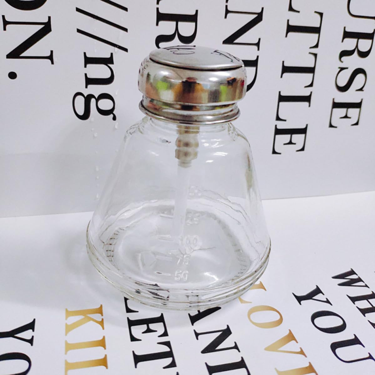 Ml Bottle Pump Remover Dispenser for Nail Polish Push down Press Top, Portable Refill Container, Metal Detail, Prevents Waste, Easy to Carry