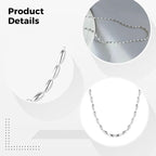 925 Sterling Silver Necklace for Women, Oval Bead Chain with Heart Pendant & Adjustable Lengt