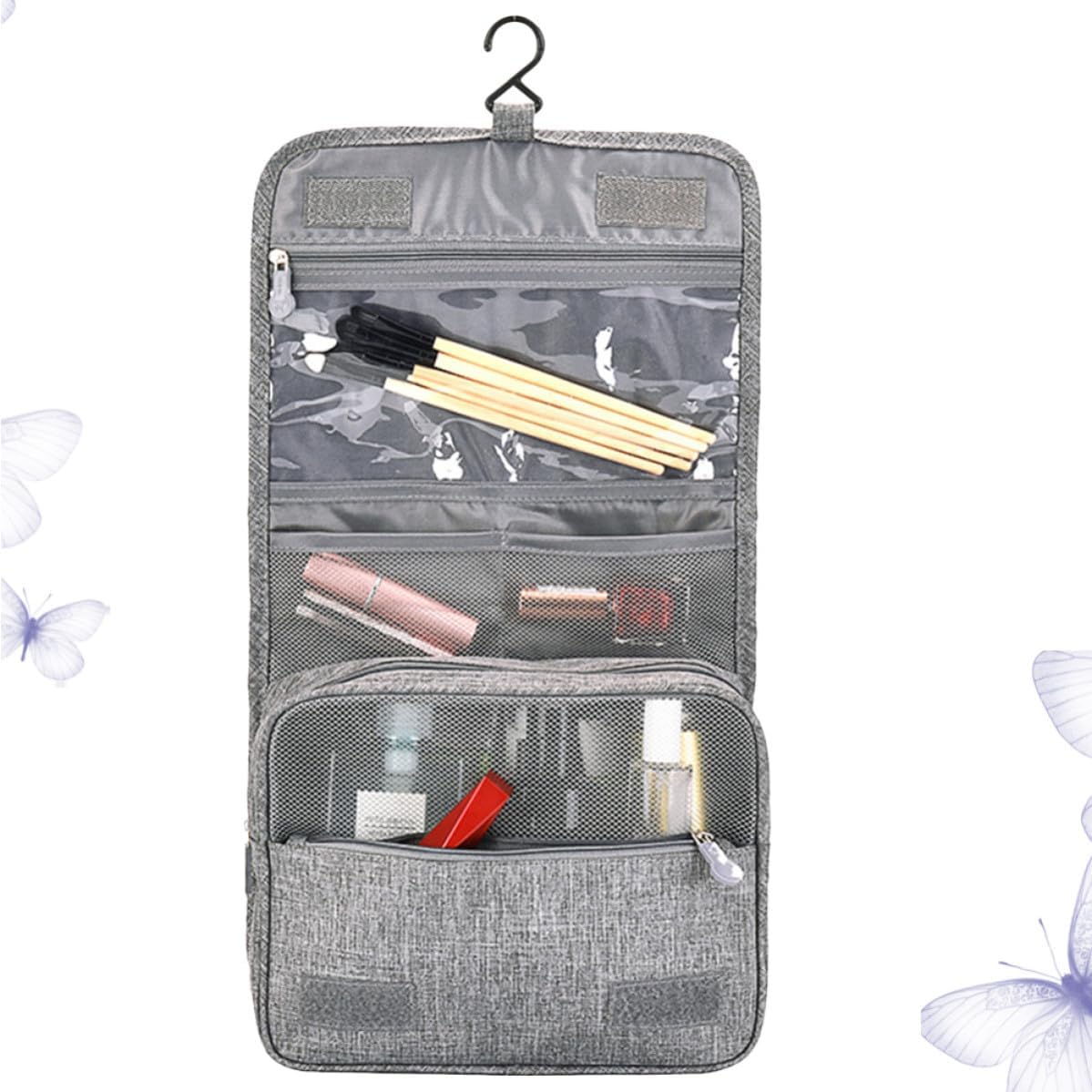 Hanging Toiletry Bag, Travel Organizer Multifunctional Large Capacity 300d Oxford Cloth, Zipper Closure, Built-in Plastic Hook and Hand Strap Multiple Compartments