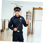 Wide Brim Guard Hat for Stage Performance Props, Black Cotton Polyester Fabric, Hat Brace with Mesh Design, Lightweight Summer Wear, Simple Classic Style