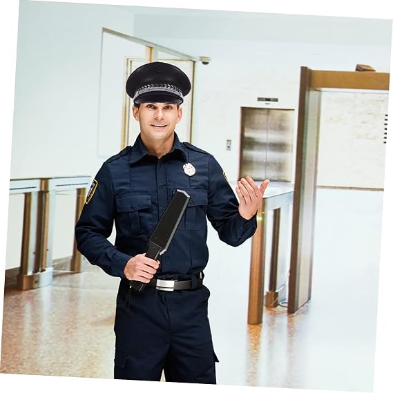 Wide Brim Guard Hat for Stage Performance Props, Black Cotton Polyester Fabric, Hat Brace with Mesh Design, Lightweight Summer Wear, Simple Classic Style