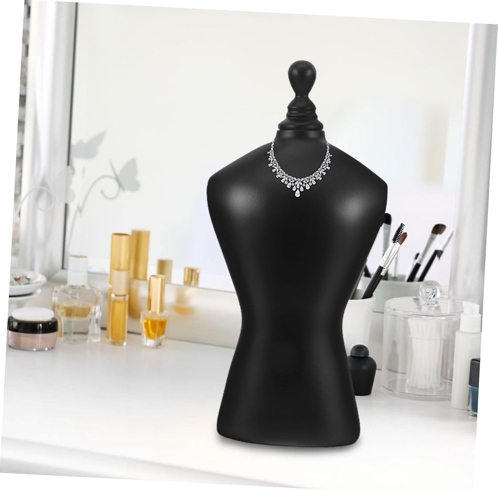 ULDIGI Jewelry Bust Display Stand Elegant Necklace Holder for Tabletop Showcase for Personal Use and Retail Settings Made of Black Mannequin Design