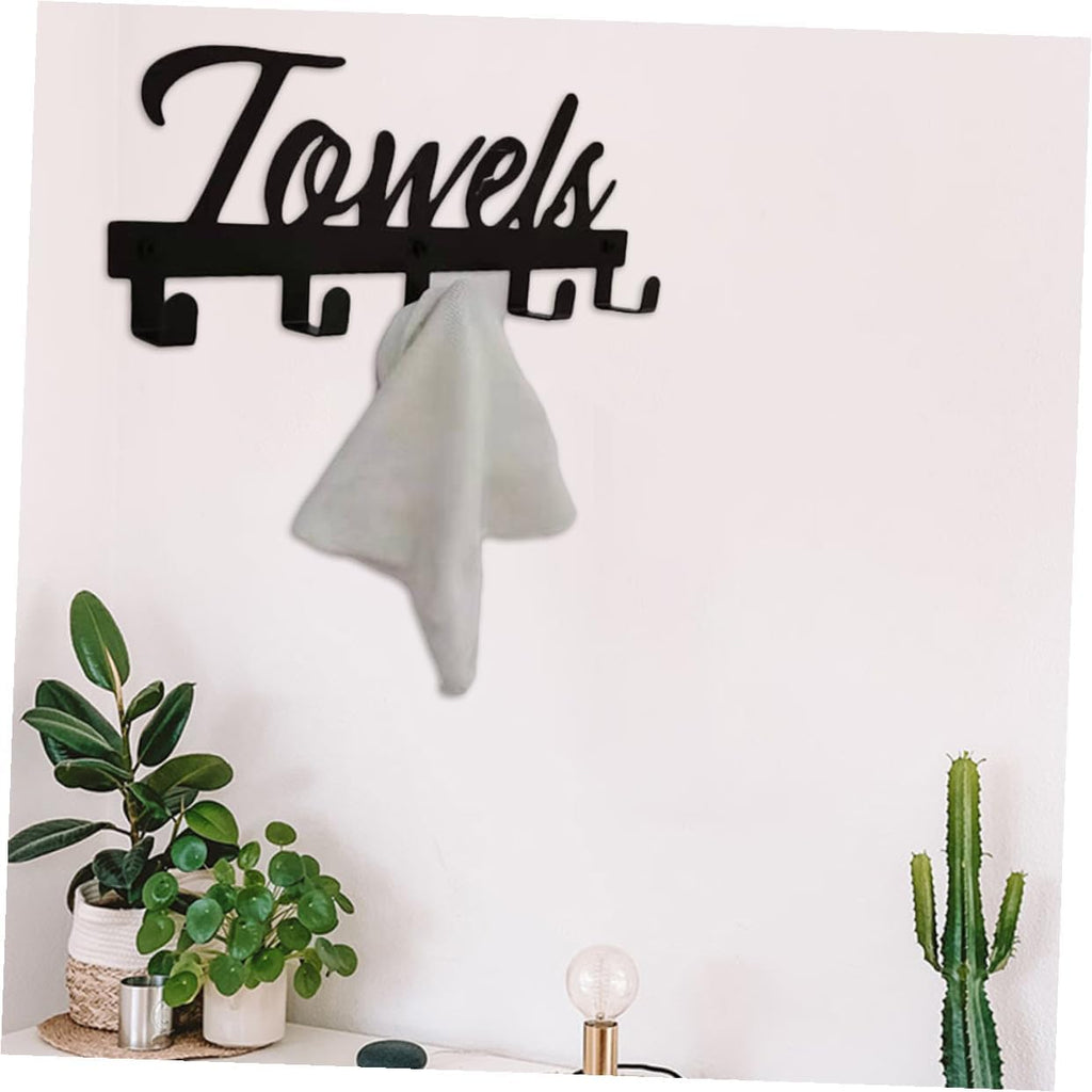 Multi-Functional Black Iron Towel Hook Wall Mount for Kitchen Bathroom Wardrobe Hanger for Clothes Coats Swimwear and Towels