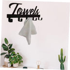 Multi-Functional Black Iron Towel Hook Wall Mount for Kitchen Bathroom Wardrobe Hanger for Clothes Coats Swimwear and Towels