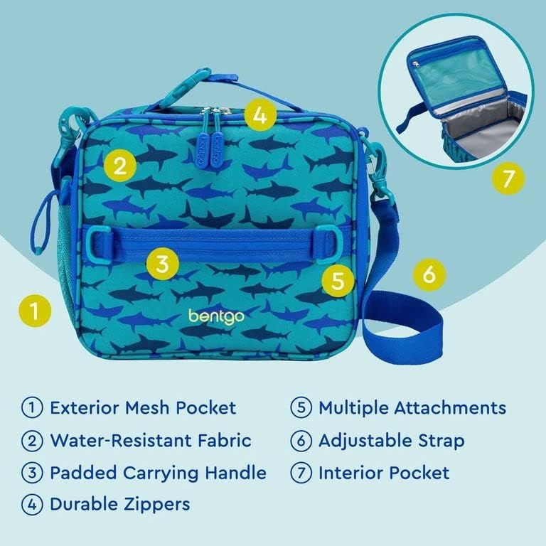 Kids Lunch Bag Set Water Bottle - New & Improved 2023 (Shark)