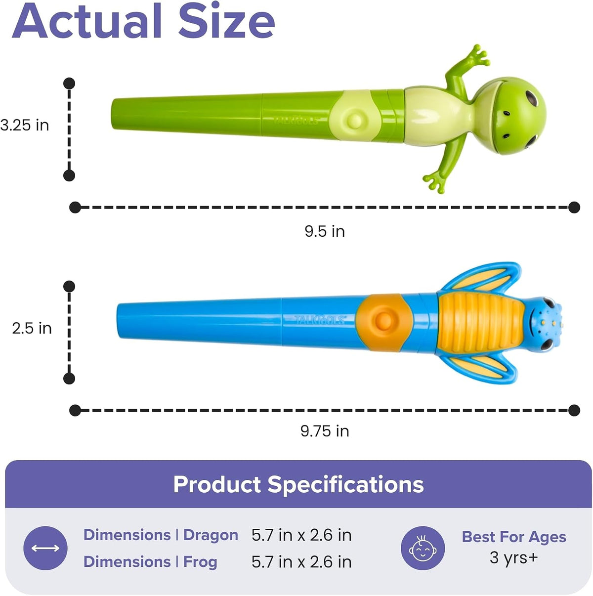Jiggler Oral Motor Tool for Kids - Oral Facial Massager, Sensory Awareness for Jaw & Lips, Calming Vibration for Speech & Feeding | Dragon & Frog, Set of 2