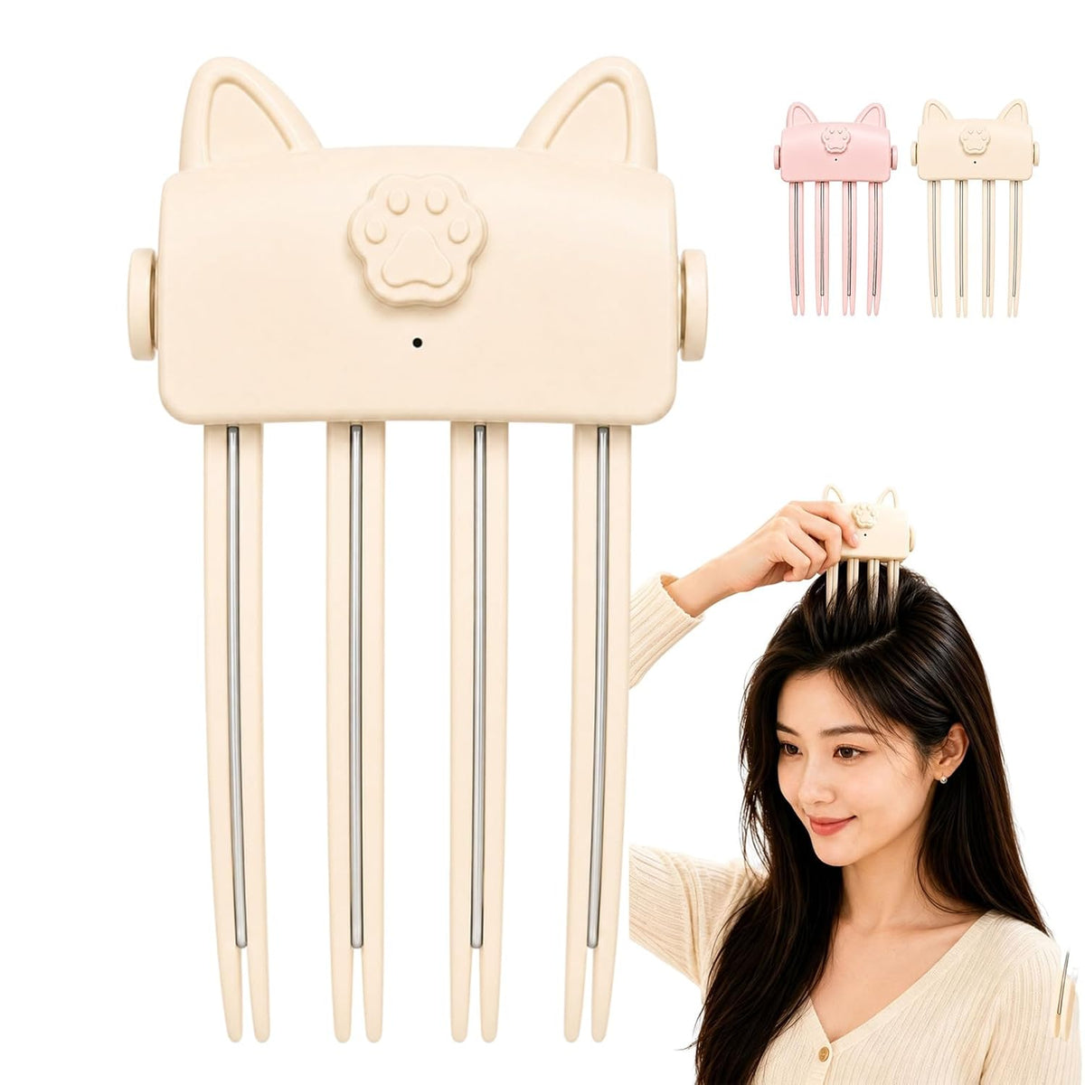 Root Lifter Hair Clip Heated Styling Tool For Hair Volume (Off White) Adds Lift At Hair Roots For Fuller Looking Styles, Ideal For Fine And Thick Hair