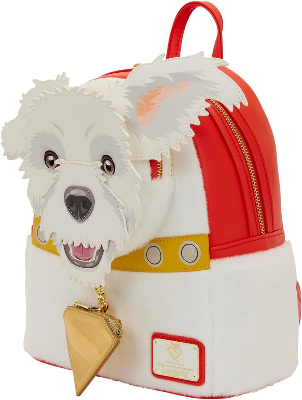 Warner Bros.: DC Supergirl - Krypto - Embroidered Facial Mini Backpack with Coin Bag - Great for Kids & Adults - Collectible Bags