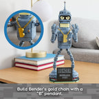 Futurama Bender Building Kit, 396-Piece Posable Robot Figure with Gold Chain