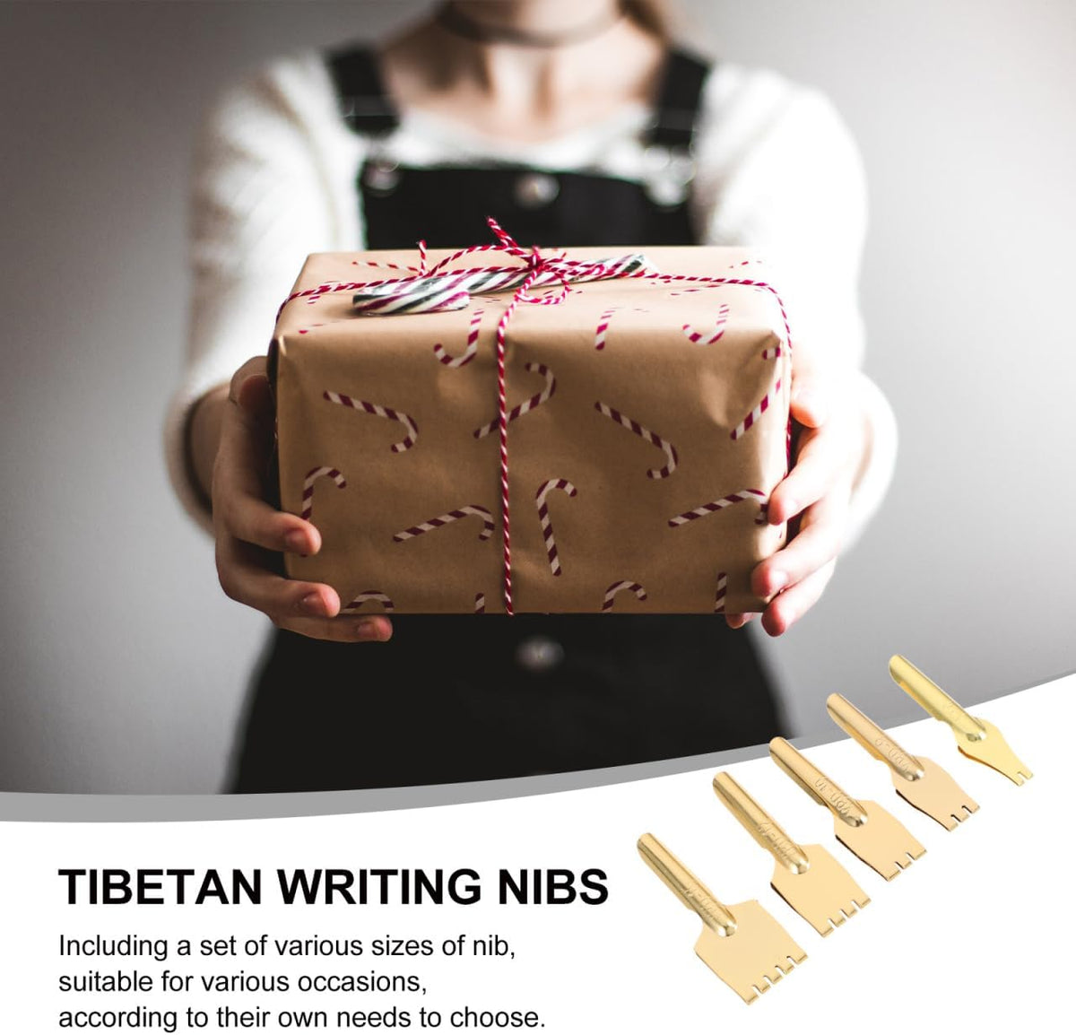Tibetan Fountain Pen Nibs Flat Nib Golden 5 pack Brass Nibs, Even Ink Production, Sturdy and Not Easy to Deform, Rinse after Use