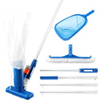 Pool Skimmer Net, Swimming Pool Cleaning Kit, Vacuum Cleaner Bottom Brush Mesh Leaf Bag Semi-deep Skimmer Net & Adjustable 47-61in Pole