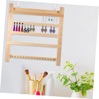 Wooden Jewelry Organizer Earring Display Rack Wall Mounted Khaki Finish, Open Storage Design, Reusable Home and Trade Show Setup, Safe and Easy to Use