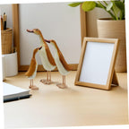 3pcs Wood Duck Figurine Statue, Tabletop Decor for Office Smooth Edges, Comfortable Touch, Safe to Use, Simple Cute Style, Living Room Display