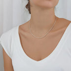 925 Sterling Silver Necklace for Women, Oval Bead Chain with Heart Pendant & Adjustable Lengt