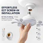 Socket Fan Light With Remote, LED Ceiling Fan Light, Socket Ceiling Fan With Light, 3 Speeds Fan And 3 Color Temperatures