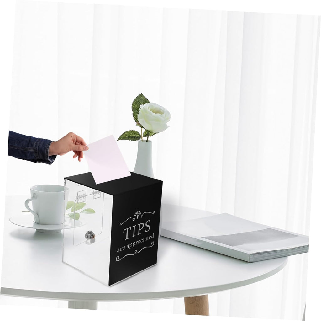Acrylic Tip Box Lock for Donation and Suggestion Collection Versatile Raffle Container for Bars Restaurants and Musicians