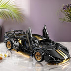Black Race Car Building Blocks, 1:14 Technical Supercar Model Kit