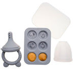 Silicone Baby Food Feeder with Tray, Fresh/Frozen Fruit Feeder for Babies, Teething Soothing, BPA-Free, Easy-Clean, Dishwasher Safe