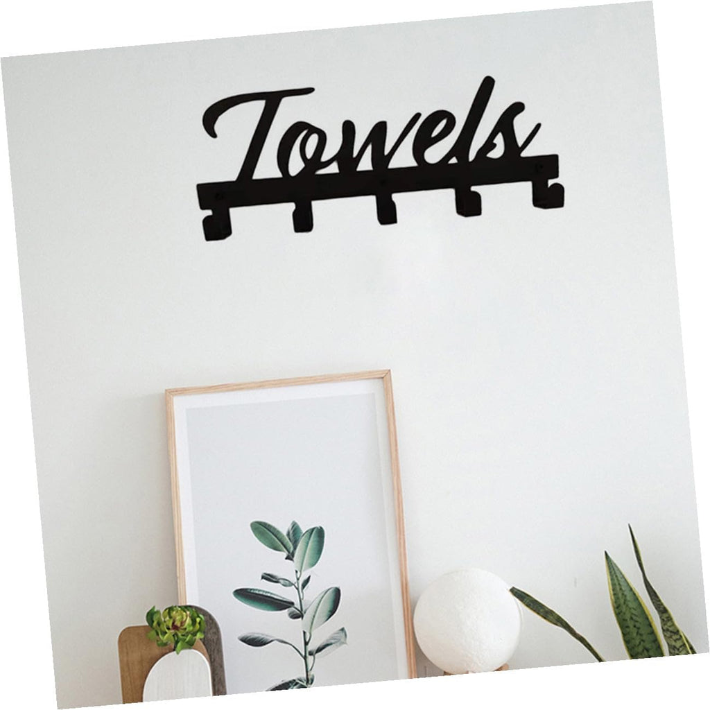 Multi-Functional Black Iron Towel Hook Wall Mount for Kitchen Bathroom Wardrobe Hanger for Clothes Coats Swimwear and Towels