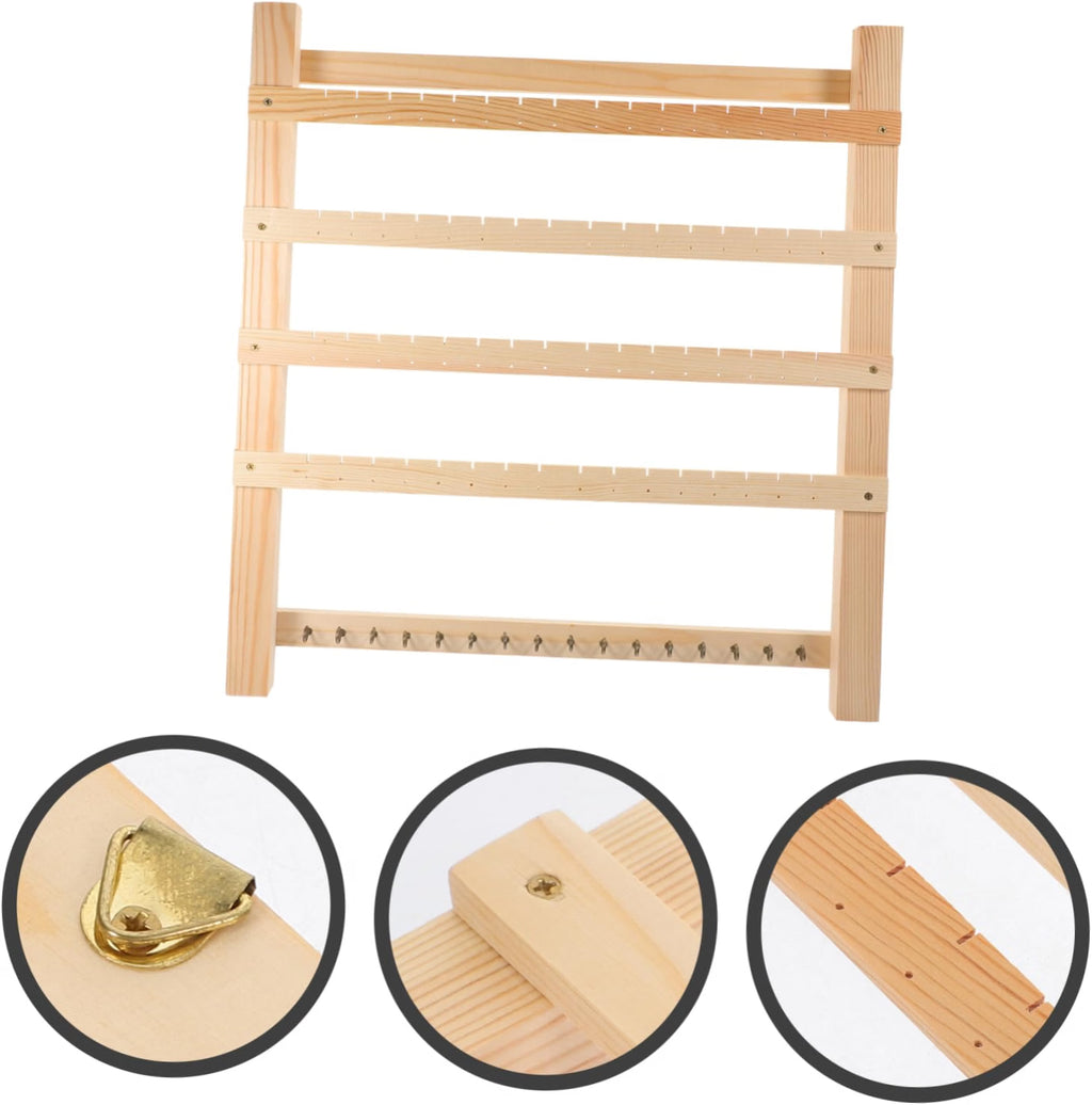 Wooden Jewelry Organizer Earring Display Rack Wall Mounted Khaki Finish, Open Storage Design, Reusable Home and Trade Show Setup, Safe and Easy to Use