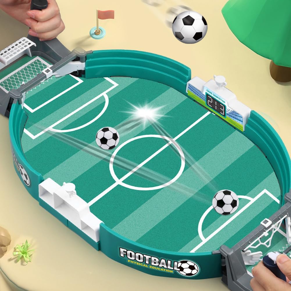 Football Table Interactive Game, Mini Foosball Games Tabletop Games for Adults, Party Battle Board Toy Interactive Game Room Family Night, Green with 8 Balls for Ages 12+