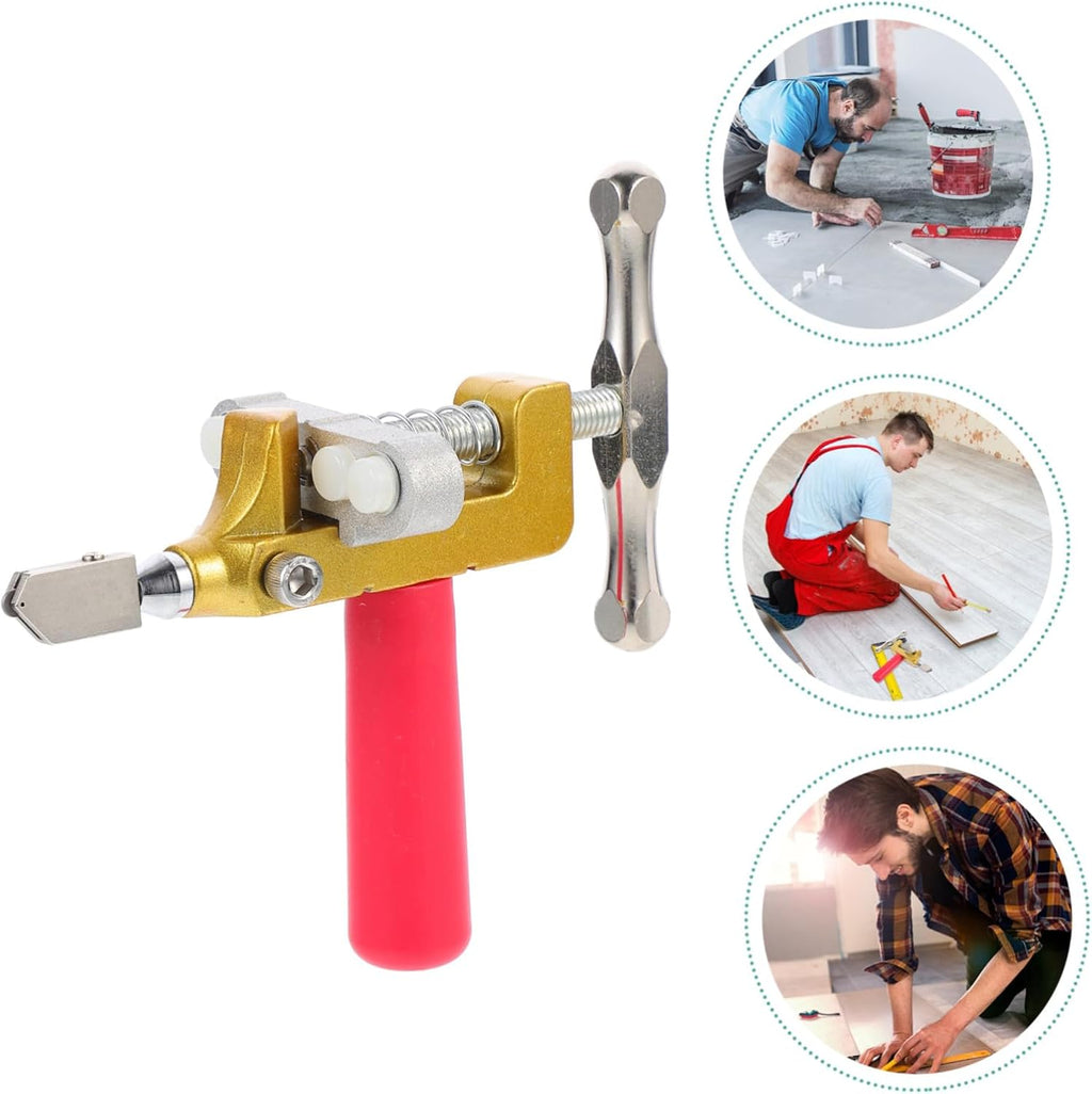 Professional Roller Glass Cutter for Tile and Mirror Home Use Plastic Alloy Build, Integrated Cutting Tool, Non Slip Ergonomic Handle, Golden Finish, Home Decoration Work