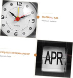 Manual Flip Desk Calendar Clock, Black ABS Plastic Perpetual Date Display Hand-cranked Page Turning Mechanism, Compact Desktop Design, Suitable for Bar, Restaurant or Study Room Decor
