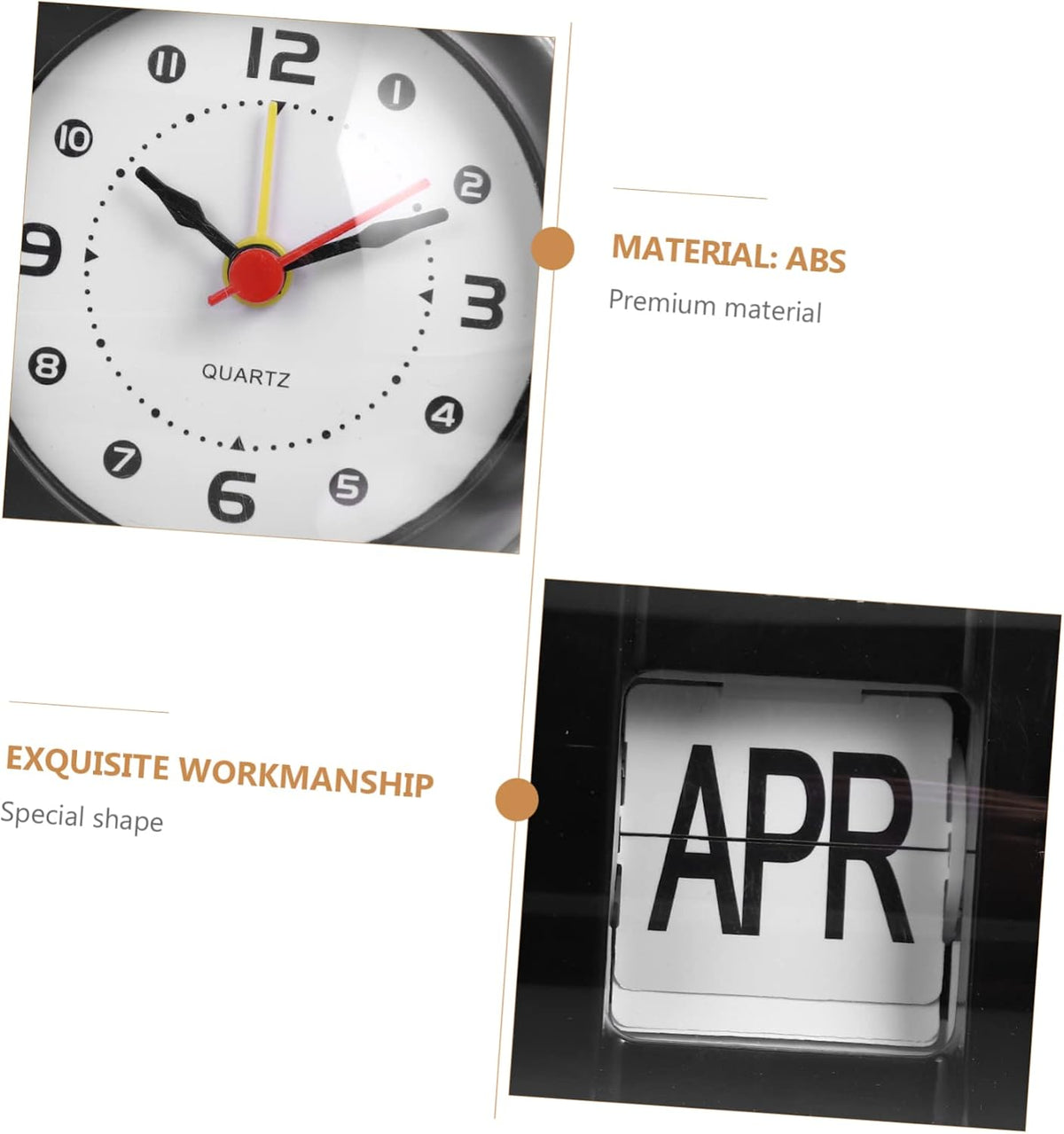 Manual Flip Desk Calendar Clock, Black ABS Plastic Perpetual Date Display Hand-cranked Page Turning Mechanism, Compact Desktop Design, Suitable for Bar, Restaurant or Study Room Decor