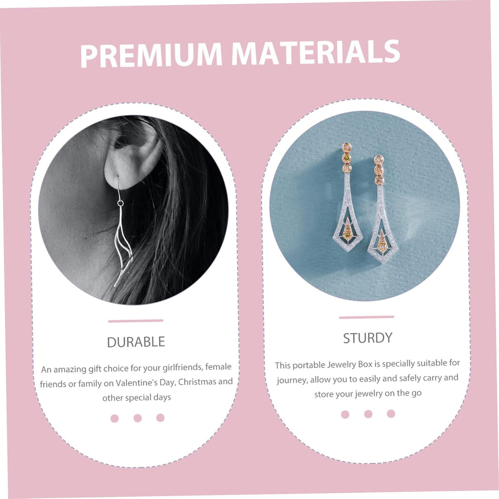 Pink Jewelry Box Portable Travel Case Xmas for Girlfriends Lint Lined, Holds Necklace Bracelet Earrings Rings Pendants, Stylish Shape for Journey and Valentine Gifting