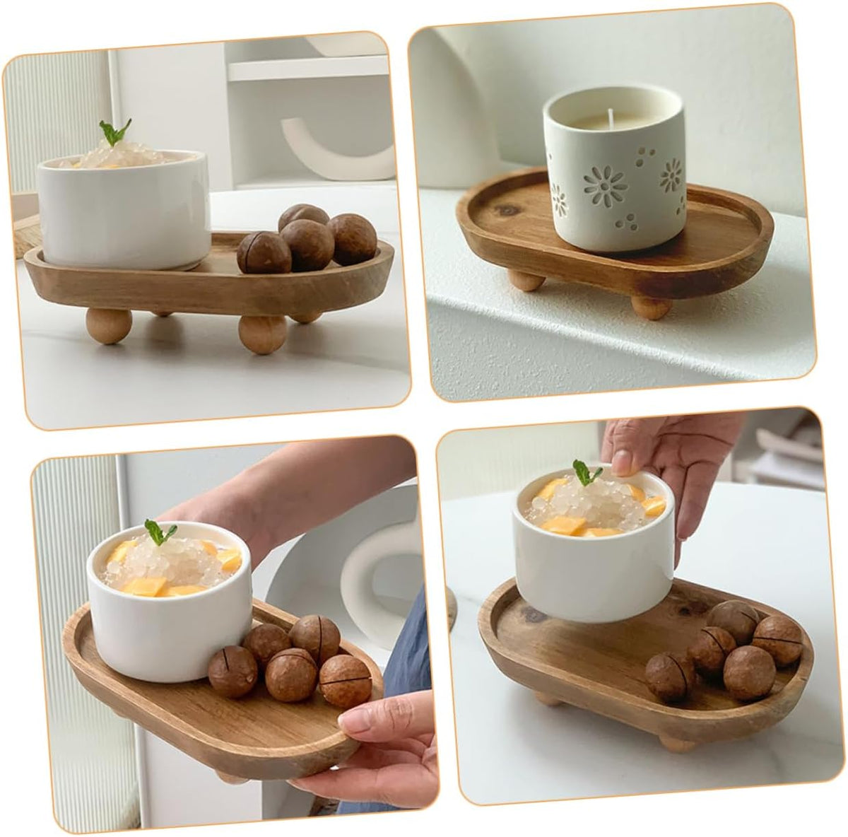 Handmade Wooden Tray Decorative Minimalist Design for Charcuterie Cracker Dessert Serving