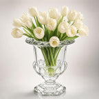 8 Inch Glass Urn Vase, Vintage Crystal Pedestal Vase for Wedding Centerpieces