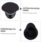 Wide Brim Guard Hat for Stage Performance Props, Black Cotton Polyester Fabric, Hat Brace with Mesh Design, Lightweight Summer Wear, Simple Classic Style