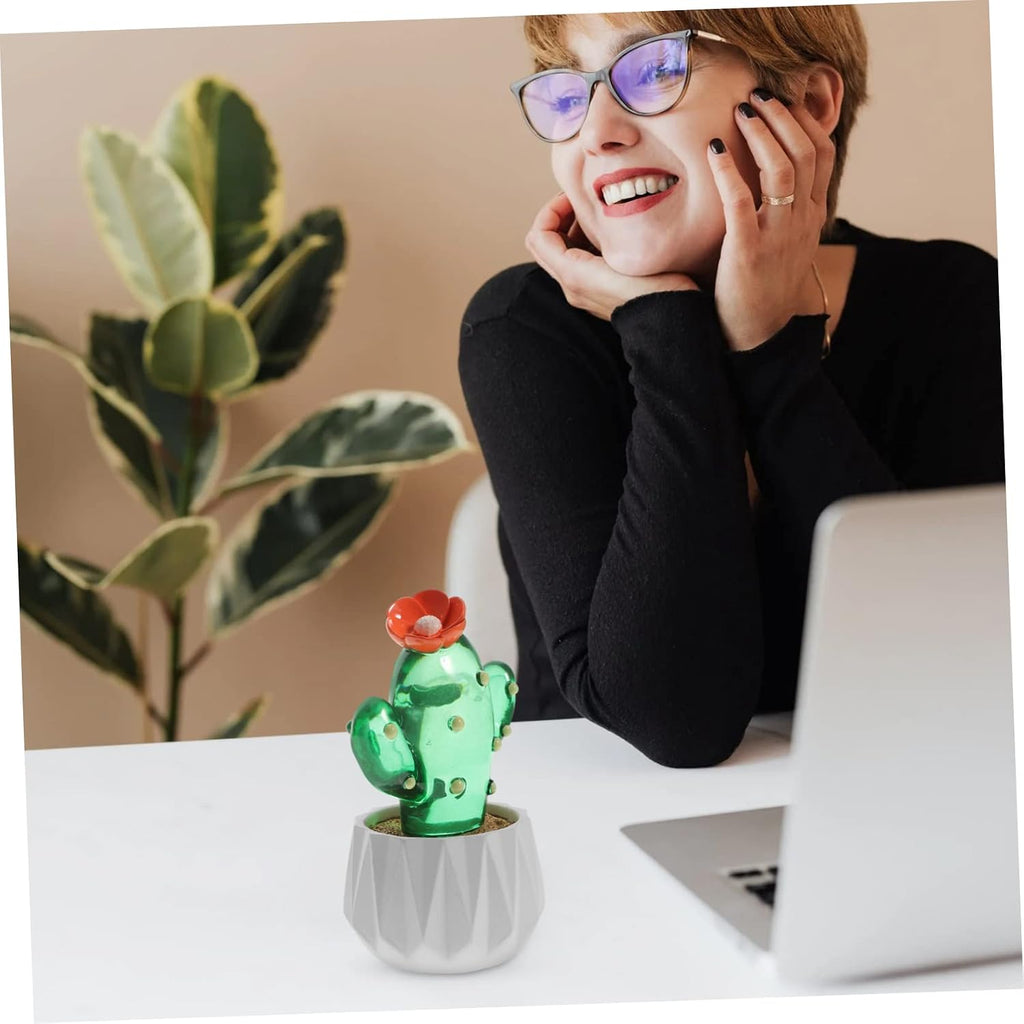 Cactus Ornament Handmade Glass Figure Glass Figurines Crystal Figurines Craft Statue House Plants Indoors Margarita Ornament Mexican Christmas Ornaments Animal Household