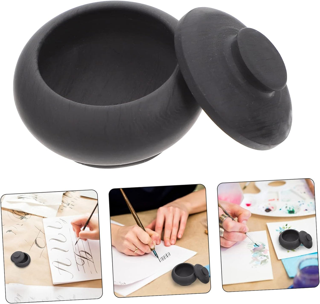 1Pc Mini Calligraphy Inkstone Practical Ink Grinding for Chinese Calligraphy and Painting Ink Container for Artists and Beginners