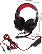 USB Gaming Headset with Mic, LED Lights, Vibration for PC | Plastic and PU Build, Super Over Ear Pads, Mute Button and Volume Control, Black Finish