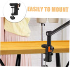 Iron Desktop Bracket Clamp for Microphone Stand Holder Black Iron Build, Non Slip Grip, Adjustable Screws, Desk Mounting Clamp for Home Studio Use