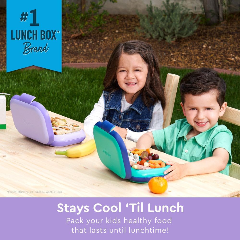 Kids Chill Lunch Box With Kids Reusable Plastic Utensils (Purple)