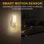Motion Sensor Night Light with Flashlight, Dusk-to-Dawn Sensor, Adjustable Warm White Brightness for Bedroom & Hallway