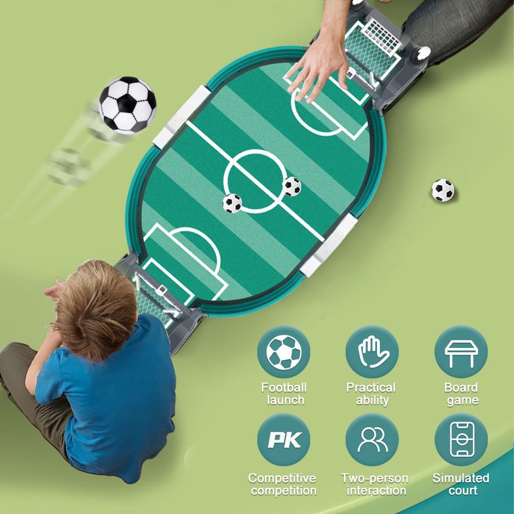 Football Table Interactive Game, Mini Foosball Games Tabletop Games for Adults, Party Battle Board Toy Interactive Game Room Family Night, Green with 8 Balls for Ages 12+