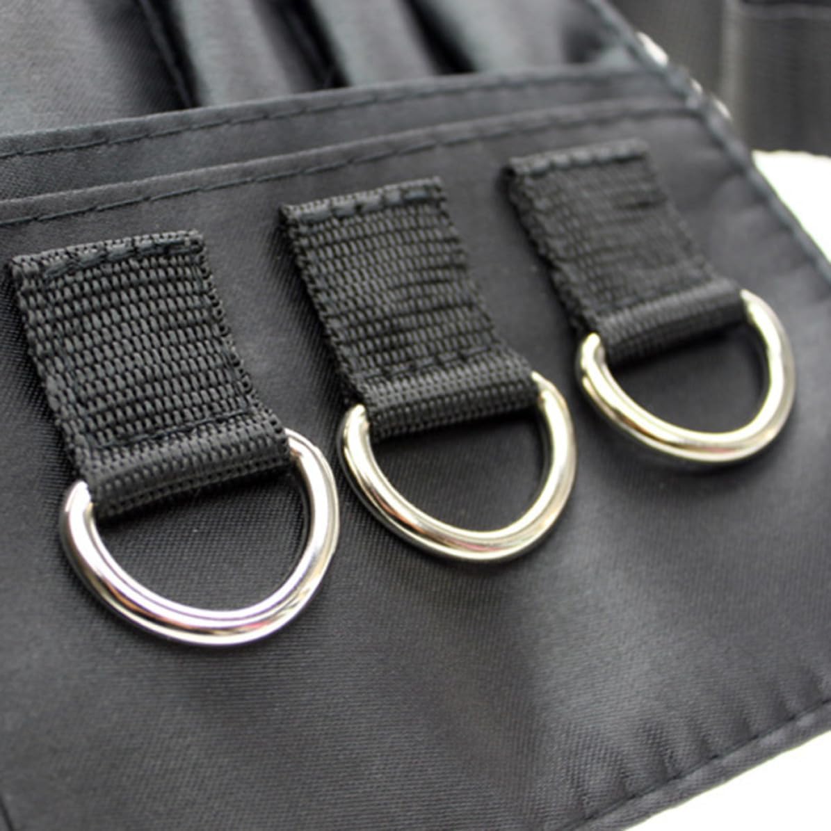 Makeup Brush Waist Bag with Adjustable Belt and 12 Holders Black Fiber Cloth Build, 7 Pouches and 3 Zippered Pockets, Holds 22 to 36 Tools
