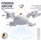 Socket Fan Light With Remote, LED Ceiling Fan Light, Socket Ceiling Fan With Light, 3 Speeds Fan And 3 Color Temperatures