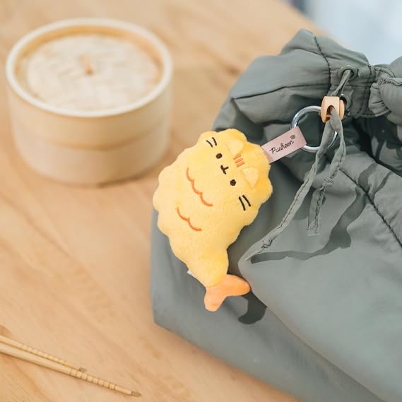 Pusheen Sushi Roll Plush Keychain - Pusheen Stuff Polyester plush, metal clasp, 4.7in tall, pusheen sushi design, cute keychain charm, kawaii gift