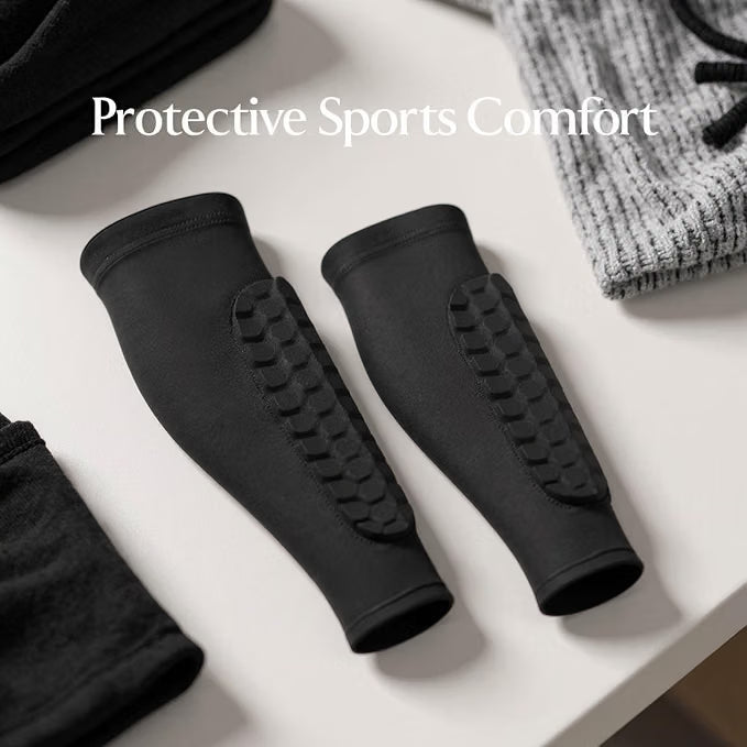 2 Pcs Padded Shin Sleeves, Honeycomb Anti-Collision Leg Sleeves for Football & Basketball
