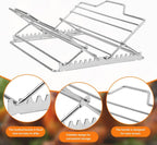Adjustable Roasting Rack with Lift for Turkey Chicken, Roasting Rack Insert, Fits 9x13 Pan, Non-Stick Heavy Duty Stainless Steel Cooking Rack for Oven, Grill, Smoker, BBQ
