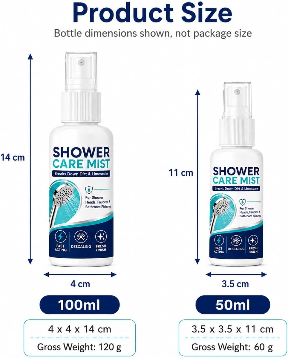 Fast-Acting Shower Limescale Remover Spray, Shower Care Mist, 50/100ml (100ML)